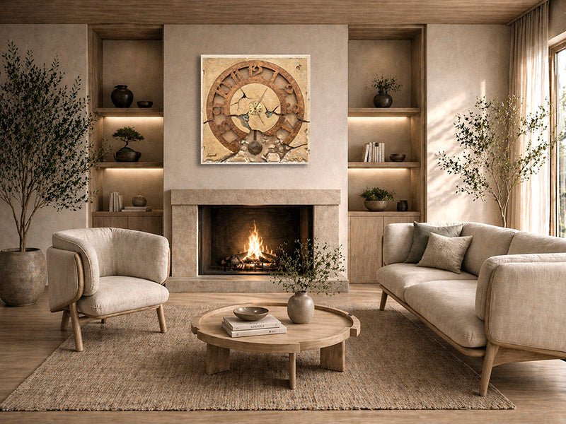 zegar do salonu japandi